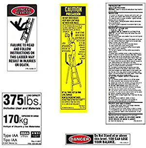 Werner 375 LB Fiberglass Step Ladder Label Kits (Pack of 6)