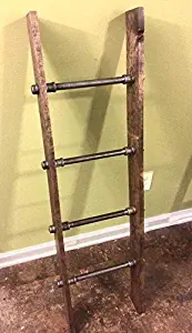 Rustic Industrial Pipe and Wood Blanket Ladder - Wood Quilt Ladder - Rustic Quilt Blanket Ladder - Pipe Decor Blanket Ladder