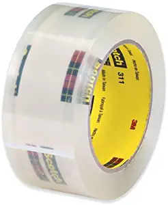 Box Partners 2 x 1000 Yards 3M # 311 Scotch Brand Acrylic Clear Carton Tape 2.0 Mil