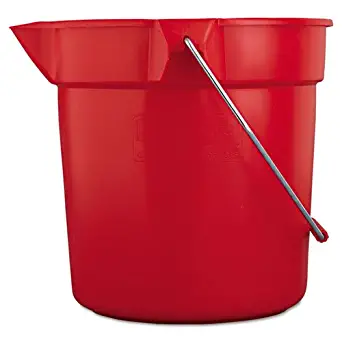 Rubbermaid Commercial 10-Quart BRUTE Round Utility Pail, Plastic, 10 1/2dia x 10 1/4h, Red - one pail.