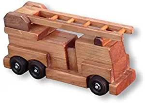 Amish-Made Wooden Toy Ladder Fire Truck, Kid-Safe Finish