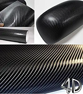 F & B LED LIGHTS 4D Black Carbon Fiber Vinyl Wrap Sticker Air Realease Bubble Free Anti-Wrinkle 120" x 60" / 10FT x 5FT
