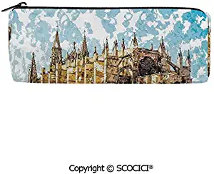 Big Gothic Building Sea Shore Cathedral of Palma De Mallorca View from Road Zipper Stationery Bag Stationery Bag Storage Bag Learning Stationery Bath Bag Coin Bag School Supplies Color11