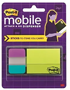 Post-it Mobile Attach and Go Note and Tabs Dispenser, Includes 24 - 2 x 1.5-Inch Notes, 12 - 1 x 1.5-Inch Tabs per Pack (3 pack)