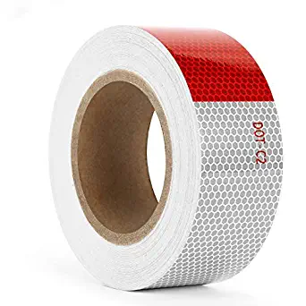 Kohree Reflective Tape 2 inches x 30ft Reflective Safety, DOT C2 Red White Waterproof Reflector Tape for Trailers, RV, Camper, Boat