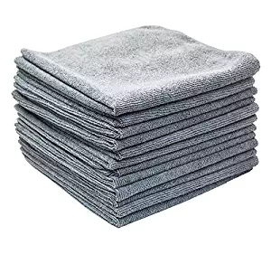 (12-Pack) 12 in. x 12 in. Commercial Grade All-Purpose Microfiber HIGHLY ABSORBENT, LINT-FREE, STREAK-FREE Cleaning Towels - THE RAG COMPANY (Grey)