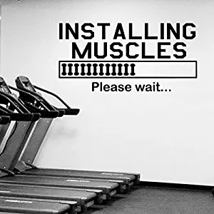 Installing Muscles Quote Wall Decal Gym Bodybuilding Vinyl Wall Sticker Sport Fitness Motivation Gym Decoration Wall Art Mural Sports AY976 (Black, 42x85cm)