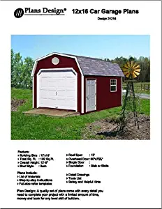 12' X 16' Barn/gambrel Shed/garage Project Plans -Design #31216