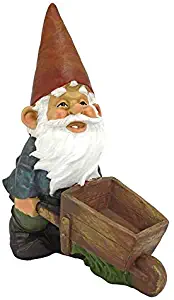 Design Toscano QM2433000 Wheelbarrow Willie Garden Gnome Statue Bird Feeder, 12 inch, Multicolored