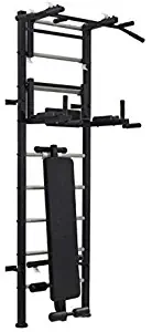 Home Gym Winner Black: Weight Bench - Incline/Flat AB Bench - Pull Up Bar - Dip Bar - Chin Up - Swedish Ladder - Wall Mount - Load Capacity up to 330 lbs. Max Weight of Barbell: 200 lbs