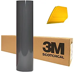 3M Scotchcal Electrocut Gloss Adhesive Graphic Vinyl Film 12" x 24" Roll w/Hard Yellow Detailer Squeegee (Nimbus Grey)