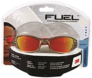 3M 90987 Fuel High Performance Safety Glasses with Titanium-Colored Frame and Red Mirror Lens