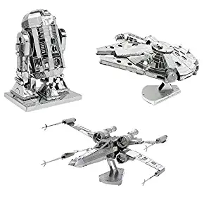 fascinations Metal Earth 3D Model Kits Star Wars Set of 3 Millennium Falcon - R2-D2 - X-Wing Starfighter