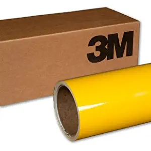 VViViD 3M Gloss Bright Yellow Vinyl Film Wrap 12 Inches x 5 Feet Roll DIY Easy to Install Self-Adhesive 1080 Series