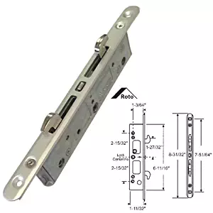 STB Sliding Glass Patio Door Lock, Mortise Type, 2-Point, 7-51/64" Screw Holes