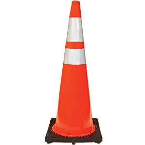 JBC High-Visibility Orange Traffic Cones with 3M Reflective Collars - 36-inch