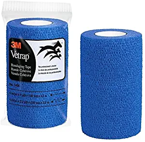 3M Vetrap 4" Bold Color Bandaging Tape, 4"x 5 Yards, 3M Box, 12 Roll Case (Blue)