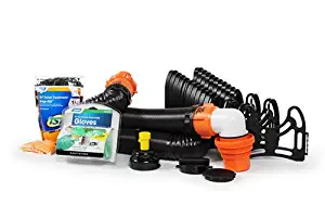 Camco RV Sanitation Kit for Your Holding Tank System - Includes RhinoFLEX Sewer Hose with Fittings, Leak Proof seals, Storage Caps, Sanitation Gloves and TST Drop Ins to Eliminate Holding Tank Odors (44732)