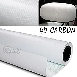 DIYAH 4D White Carbon Fiber Vinyl Wrap Sticker with Air Realease Bubble Free Anti-Wrinkle 12" X 60" (1FT X 5FT)