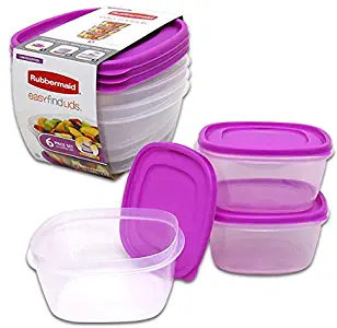 Rubbermaid Easy-Find Lid Food Storage Container, 14-Cup, Purple - 6 Piece Set