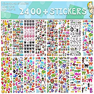 Stickers for Kids 2400+, 48 Sheets, Motorcycle Bicycle, Luggage Decal,Graffiti Patches Multiple Style Incentive Stickers for Teachers - No-Duplicate Sticker Pack