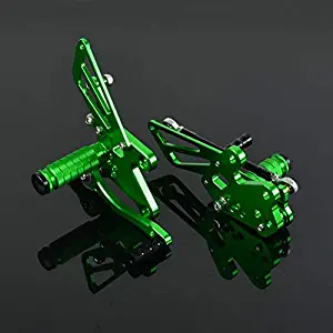 Motorcycle Rearsets CNC Adjustable Rear Foot Pegs Footrest For Kawasaki Ninja 250R 2008-2012,Green