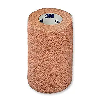 3M Coban Self-Adherent Wrap 1584, 4 inch x 5 yard (100mm x 4,5m), Non-Sterile, Tan (Set of 18/EA)