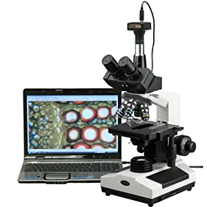 AmScope T390B-3M Digital Professional Compound Trinocular Microscope, 40X-2000X Magnification, WF10x and WF20x Eyepieces, Brightfield, Halogen Illumination, Abbe Condenser, Double-Layer Mechanical Stage, 110V-220V Auto-Switching, Includes 3MP Camera with Reduction Lens and Software