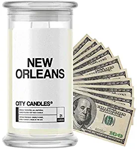 ???? New Orleans City Cash Money Candles | $2-$2500 Inside | Guaranteed Rare $2 Bill | Choose from 30+ Scents | 21oz Jar | Bedtime Spa | New Orleans