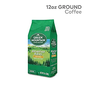 Green Mountain Coffee Roasters, Breakfast Blend, 12 oz. Ground Bag, Light Roast Coffee, (3) Bags