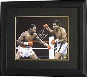 Larry Holmes Autographed Picture - 16x20 vs Ali w Easton Assassin Custom Framing Leaf Authentics - Autographed Boxing Photos