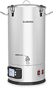 Klarstein Maischfest • • 25-Liter Capacity Beer Brewing Device • Mash Tun • 5-Piece Set • 1000 and 1600 Watts Power• LCD Display and Touch Control Panel • Temperature • Stainless Steel