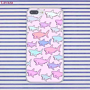 MISC Cute Pink Shark iPhone 7 Plus Sized Case, Bigger Screen Giant Underwater Fish 8 Plus Cover Wild Animal Ocean Themed, Blue Green Purple, Plastic