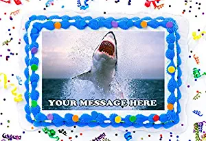 Great White Shark Cake Topper Edible Image Personalized Cupcakes Frosting Sugar Sheet (8" X 11" Cake Topper)