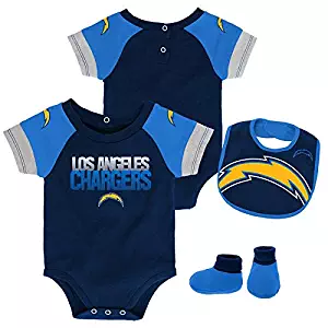 Outerstuff Los Angeles Chargers 50 Yard Dash Bodysuit, Bib & Booties Set