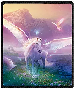Qihua Printing Pegasus Horse Blanket Velvet Plush Throw Blanket Queen Size for Travelling 58"(Width) x 80"(Length)