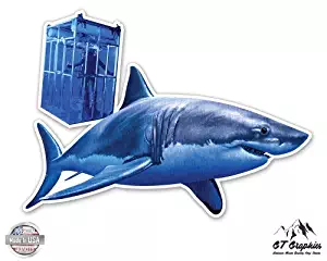 Great White Shark Cage Diving - Vinyl Sticker Waterproof Decal