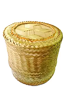 Thai Traditional Handmade ''Kra-Tip'' Sticky Rice Serving Basket Medium Size 5''x4"