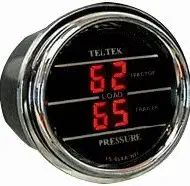 Teltek USA Load Pressure Gauge Dual Display for Kenworth 2006+ - Bezel: Chrome - LED Color: Red