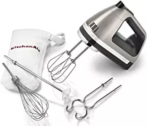KitchenAid KHM920A 9-Speed Hand Mixer- With (Free Dough hooks, whisk, milk shake liquid blender rod attachment and accessory bag)