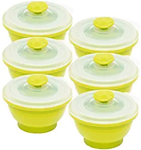 Collapse-it Silicone Food Storage Containers - BPA Free Airtight Silicone Lids, 6 Piece Set of 1-Cup Collapsible Lunch Box Containers - Oven, Microwave, Freezer Safe with Bonus eBook…