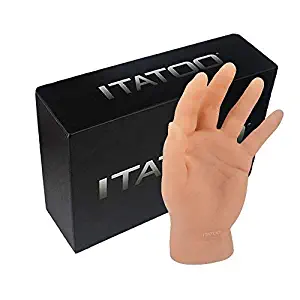 ITATOO Silicone Tattoo Practice Hand Fake Tattoo Hand Dummy Fake Tattoo Skin for Tattoo Artists and Beginners (Left Hand)