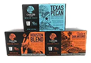 Cafe Ole Taste of Texas Gourmet Coffee K Cups Gift Assortment, 12ct. (36 Cups) Houston Blend, Texas Pecan, Taste of San Antonio