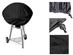 Vida-Easy use fasten & Strong protection outdoor waterproof round BBQ Grill Cover w/ drawstring fits George Foreman 15 Serving round GGR240L Protect sun, rains, snows LatexBlack color