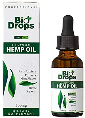 Hemp Oil Extract For Pain Relief - Natural Anti Anxiety, Anti-Inflammatory, Stress Relief, Helps With Sleep - 500 Mg 1 Fl Oz (30 ml)