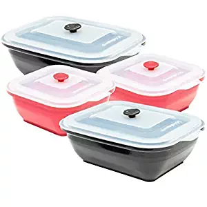 Collapse-it Silicone Food Storage Containers - BPA Free Airtight Silicone Lids, 4 Piece Set of 7-Cup & 4-Cup Collapsible Lunch Box Containers - Oven, Microwave, Freezer Safe