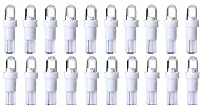 20 Pack T5 Wedge 1 LED Car Auto Dashboard Gauge Side Light Bulb Lamp 37 58 70 73 74 White 12V