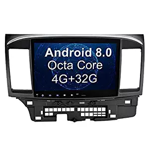 SYGAV Android 8.0 Oreo Car Stereo 8 Core 4G Ram GPS Navigation Head Unit Radio for 2008-2017 Mitsubishi Lancer EVO X Without OEM Rockford Fosgate AMP