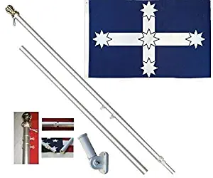 Ant Enterprises Blue Eureka 3 x 5 FT Flag + 6 Ft Silver Spinning Tangle Free Pole + Bracket