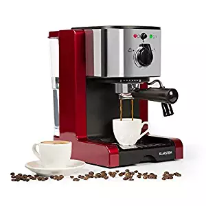 Klarstein Passionata Rossa 20 Espresso Machine • 20 Bar • Capuccino • Milk Foam • 1350W • Stylish Design for Modern Kitchens • Steam Nozzle for Frothing Milk and Preparing Hot Drinks • Red